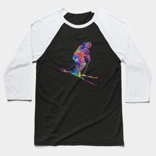 Ski player watercolor art Baseball T-Shirt